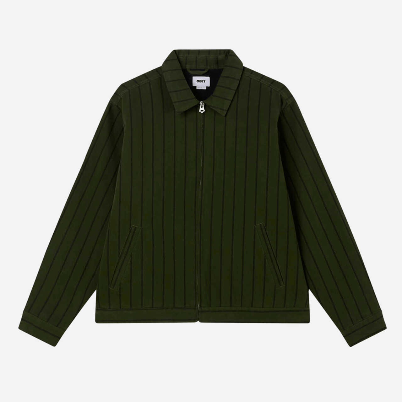 Obey Stripe Zip Up Jacket - Duffle Bag Multi