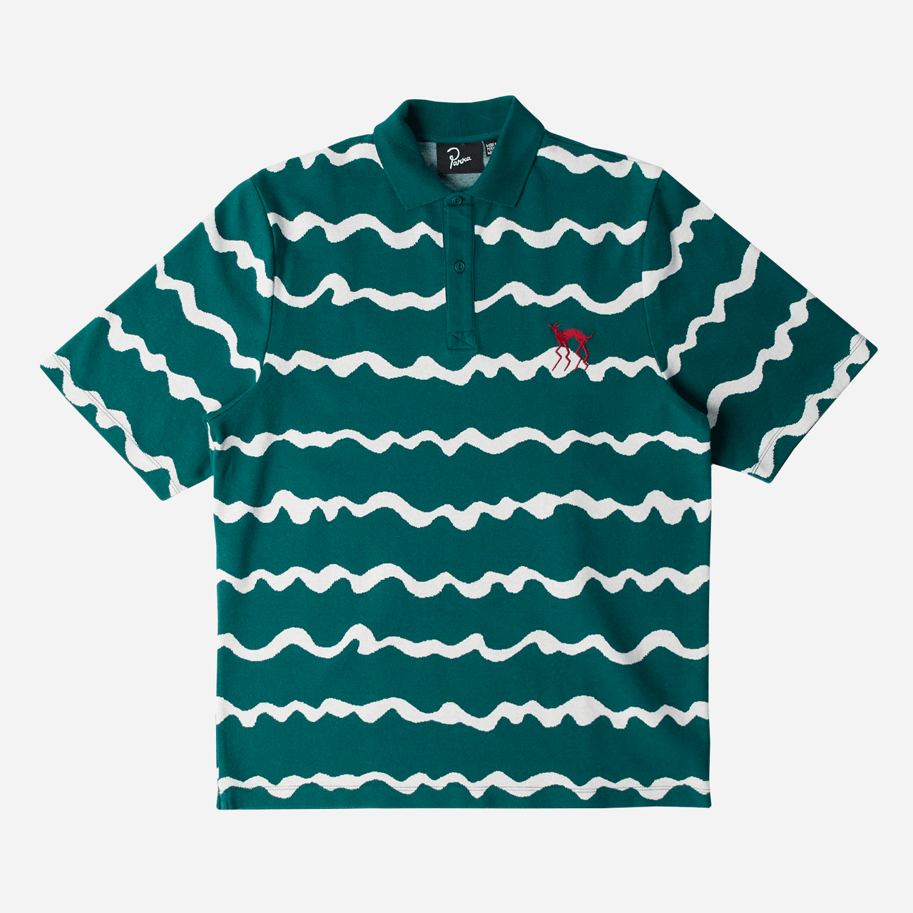 By Parra Broken Waves Polo Shirt - Pine green