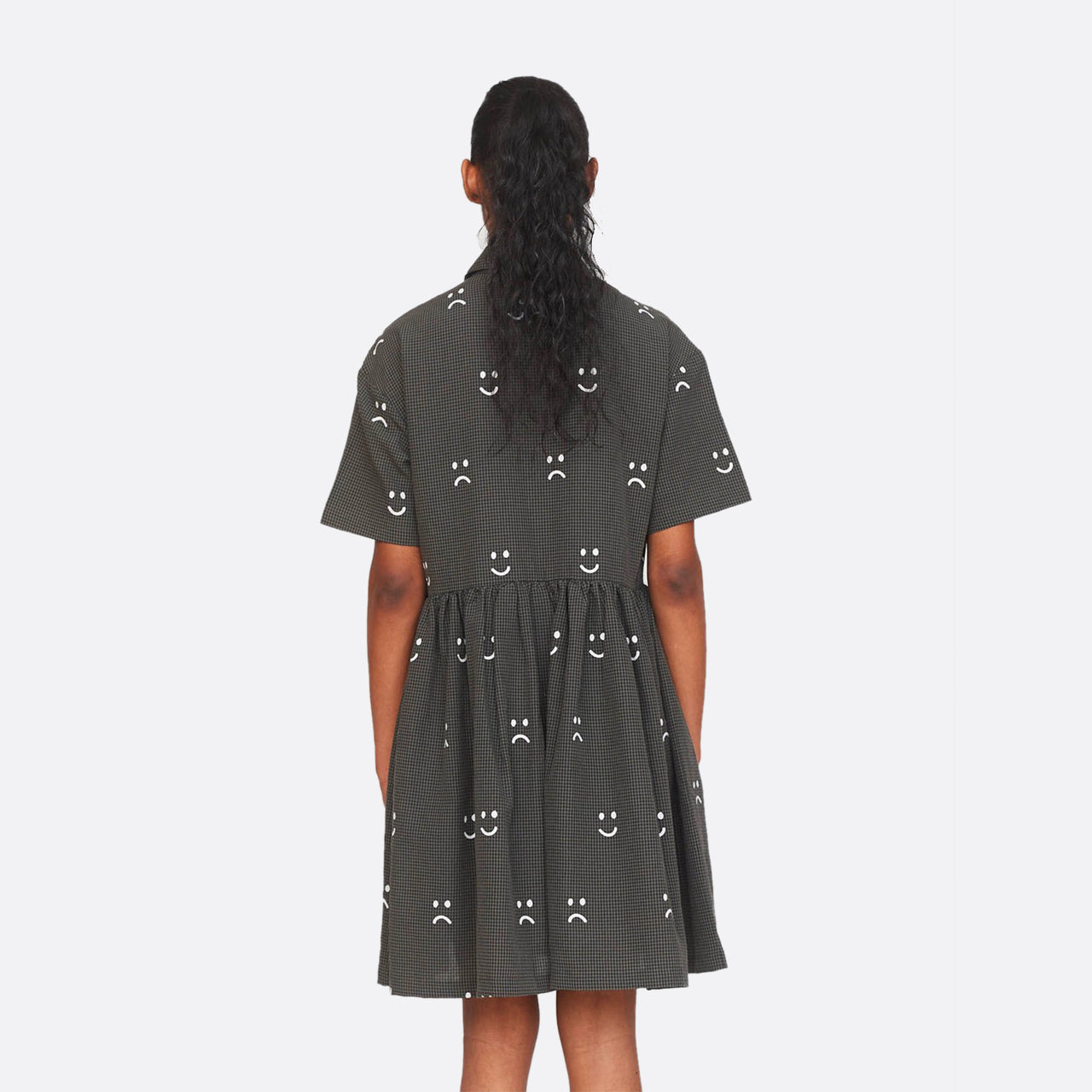 Lazy Oaf Happy Sad Check Smock Dress