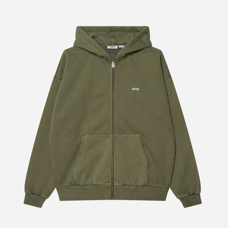 Obey Lowercase Pigment Zip Hood - Pigment Deep Lichen Green
