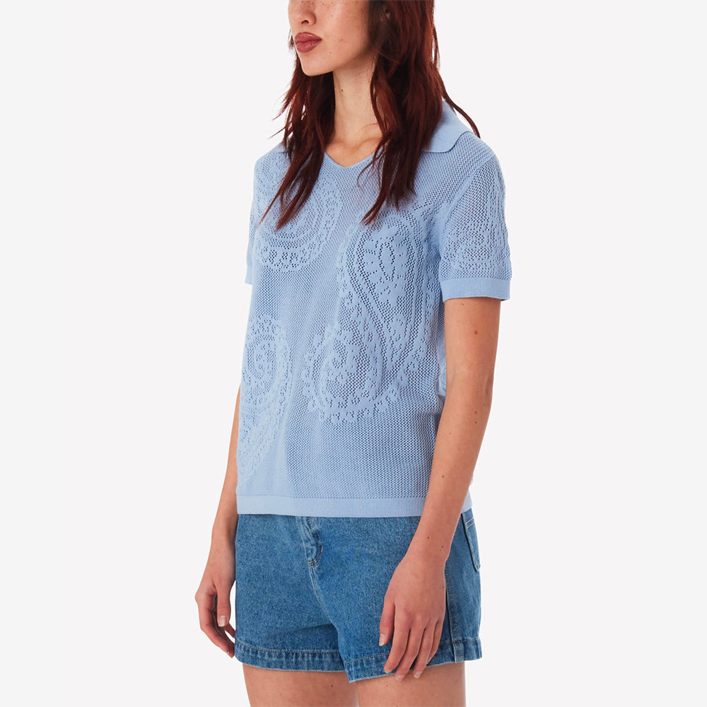 Briana Open Knit Shirt - Hydrangea