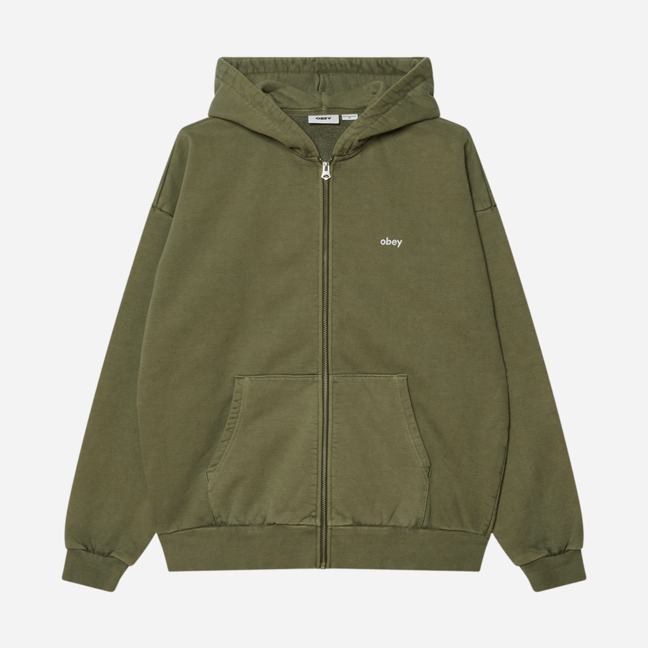 Obey Lowercase Pigment Zip Hood - Pigment Moss Green