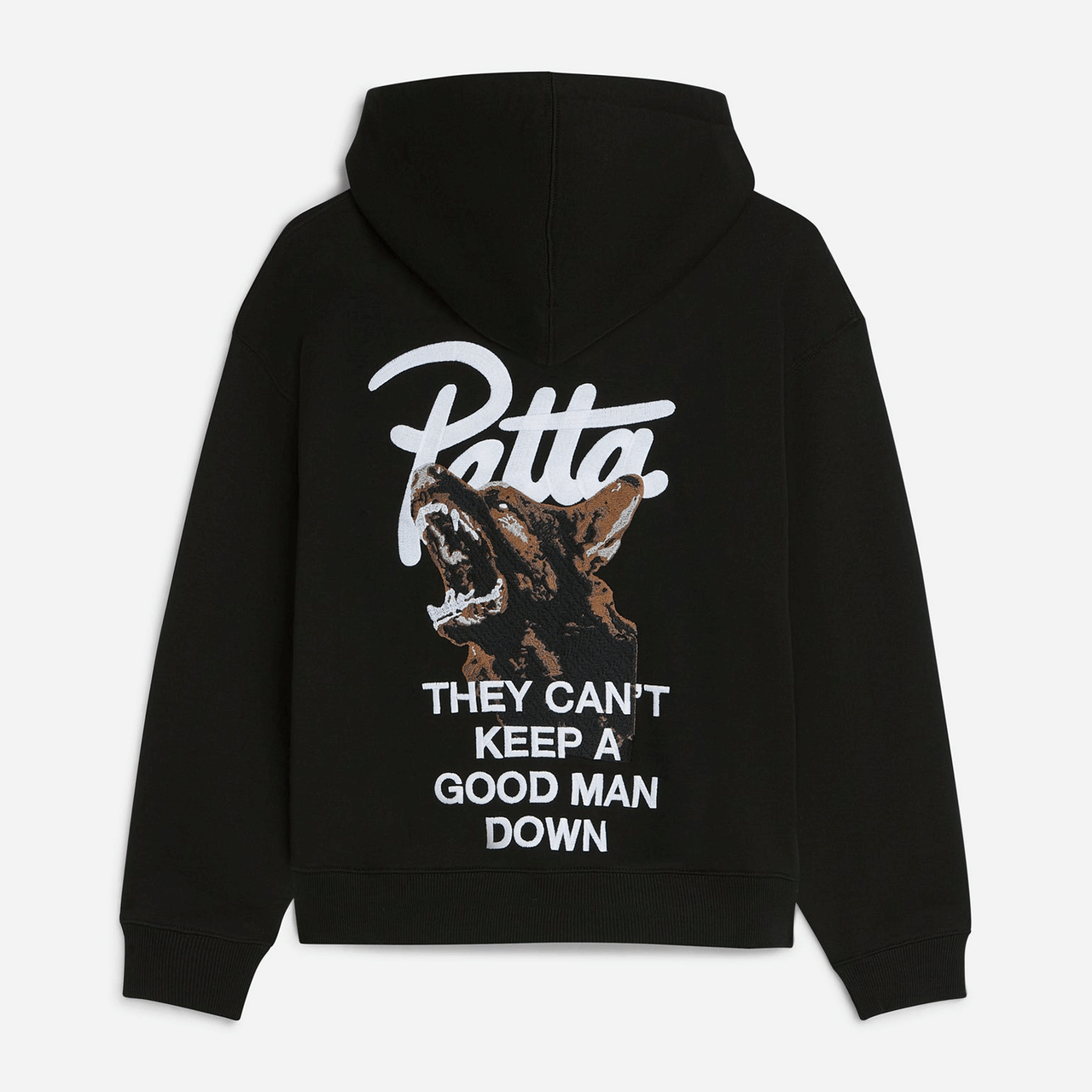 Patta Bark Boxy Hooded Sweater - Black