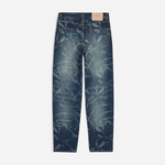 Patta Leaves Laser Print Denim Pants - Blue Denim