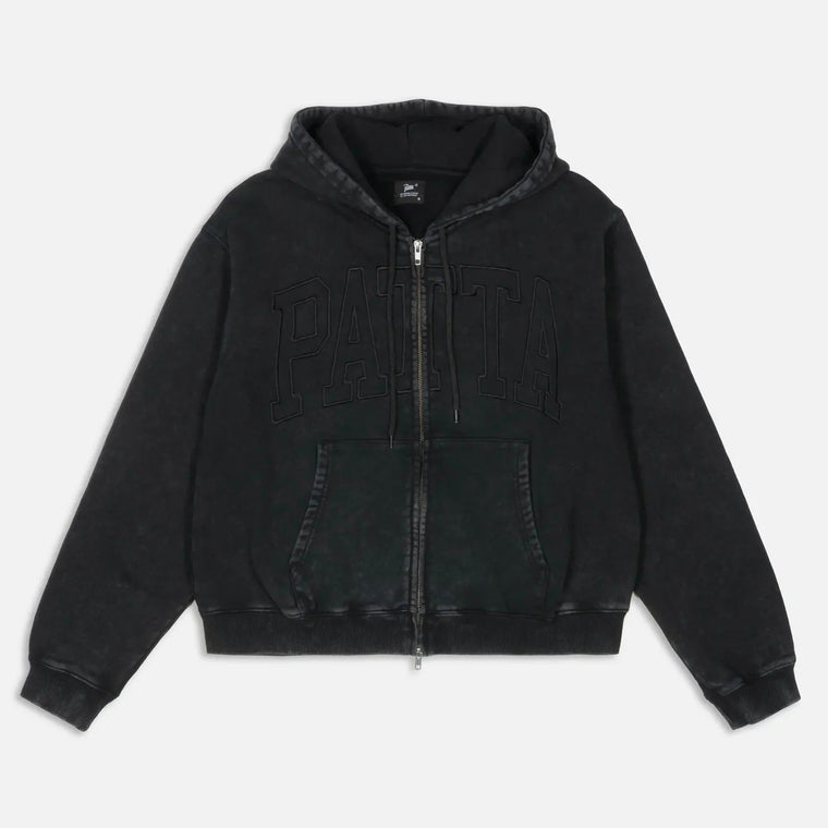 Patta Loopback Logo Zip Hooded Sweater - Moonless Night
