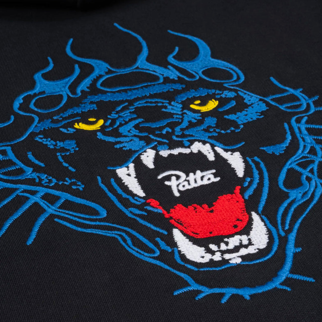 Patta Embroidered Fire Panther Hooded Sweater - Black