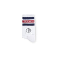 Fat Strap Socks - White Navy Red