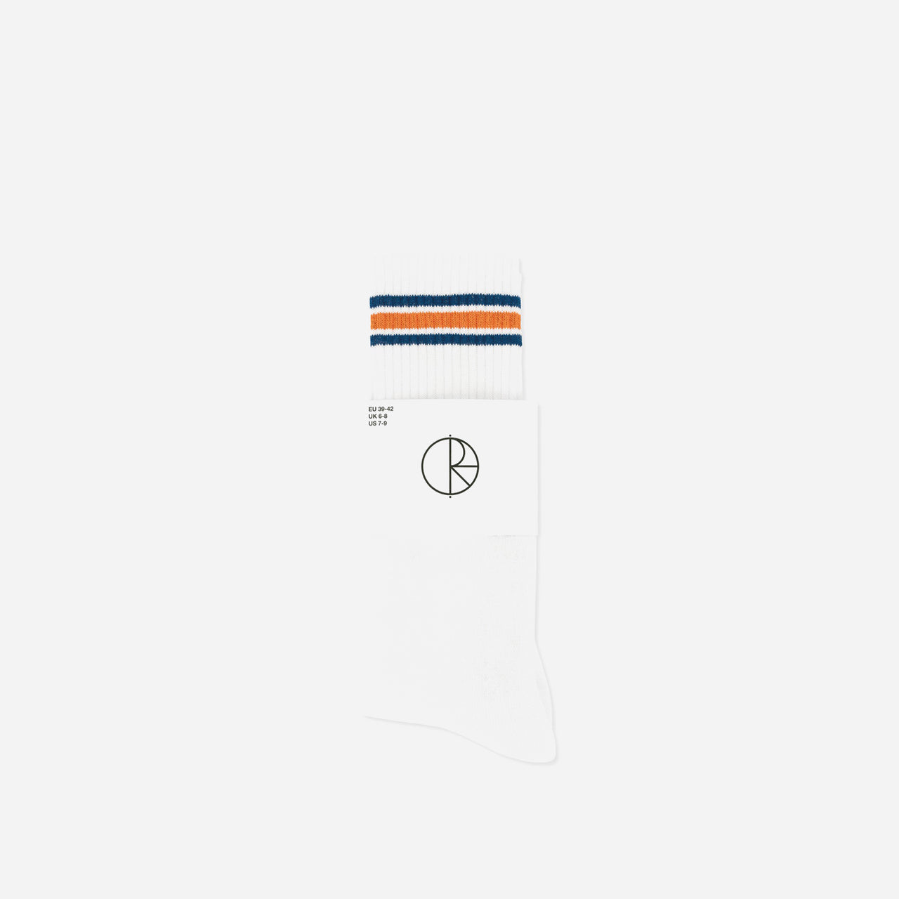 Rib Socks Long - Stripe (White / Blue / Orange)