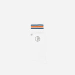 Rib Socks Long - Stripe (White / Blue / Orange)