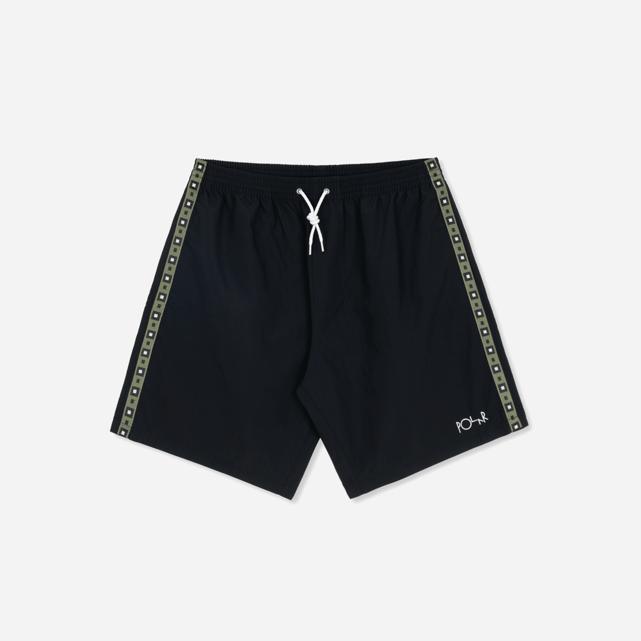 Square Stripe Swim Shorts - Black / Jade Green