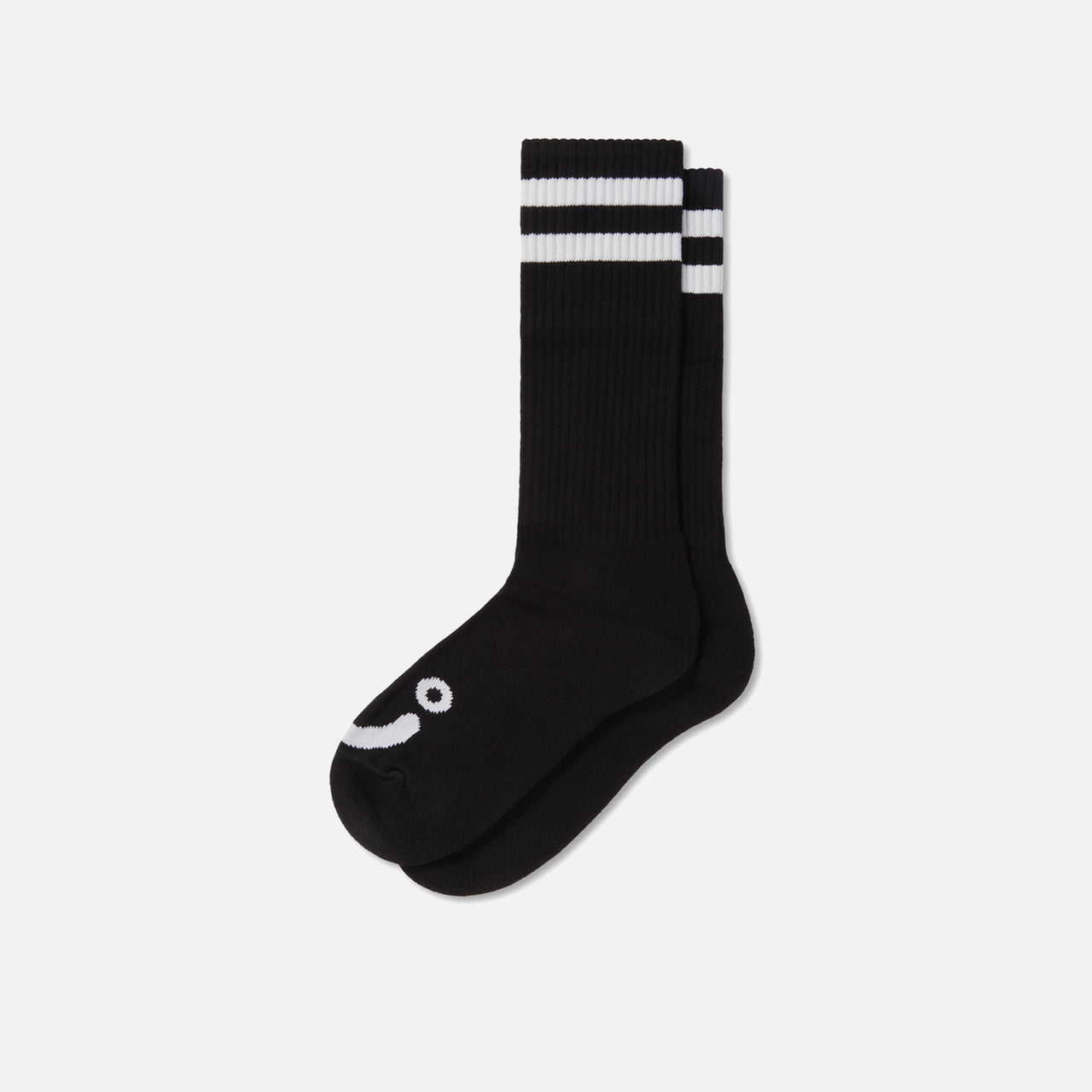 Rib Socks Long Happy Sad - Black