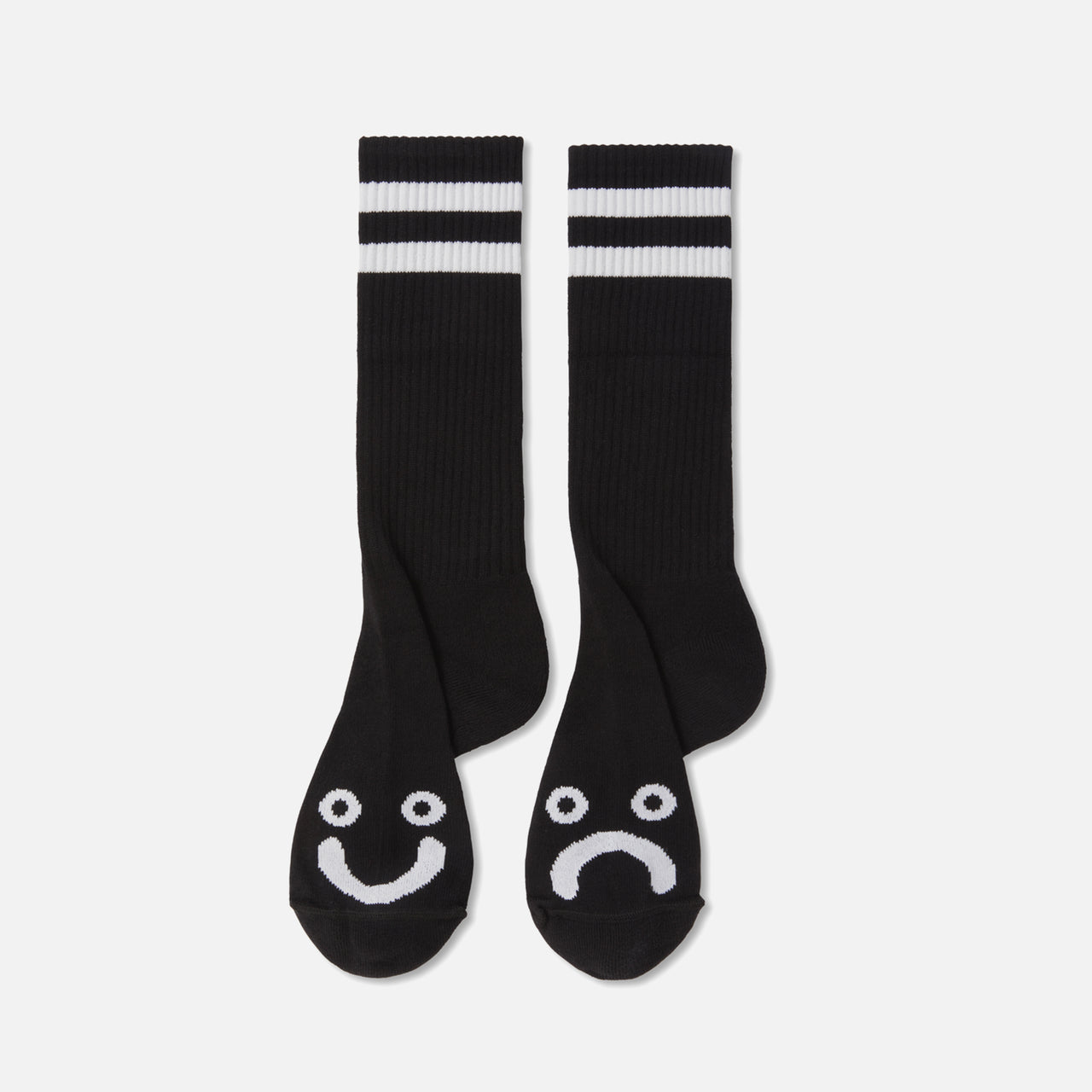 Rib Socks Long Happy Sad - Black