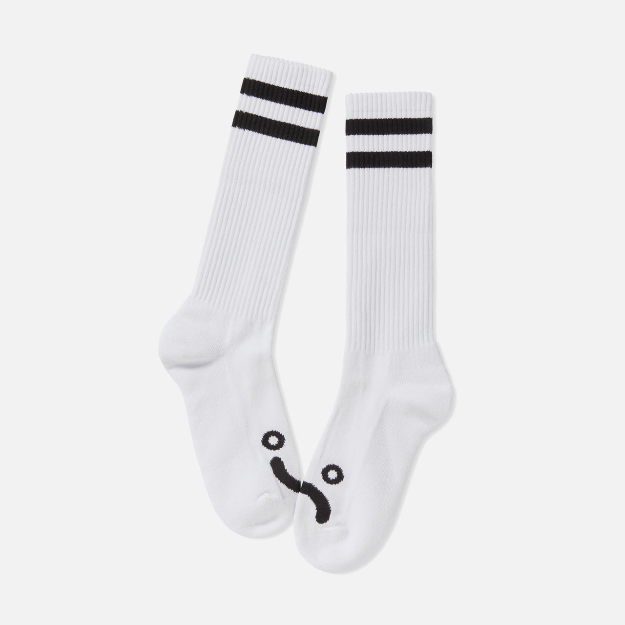 Rib Socks Long Happy Sad - White