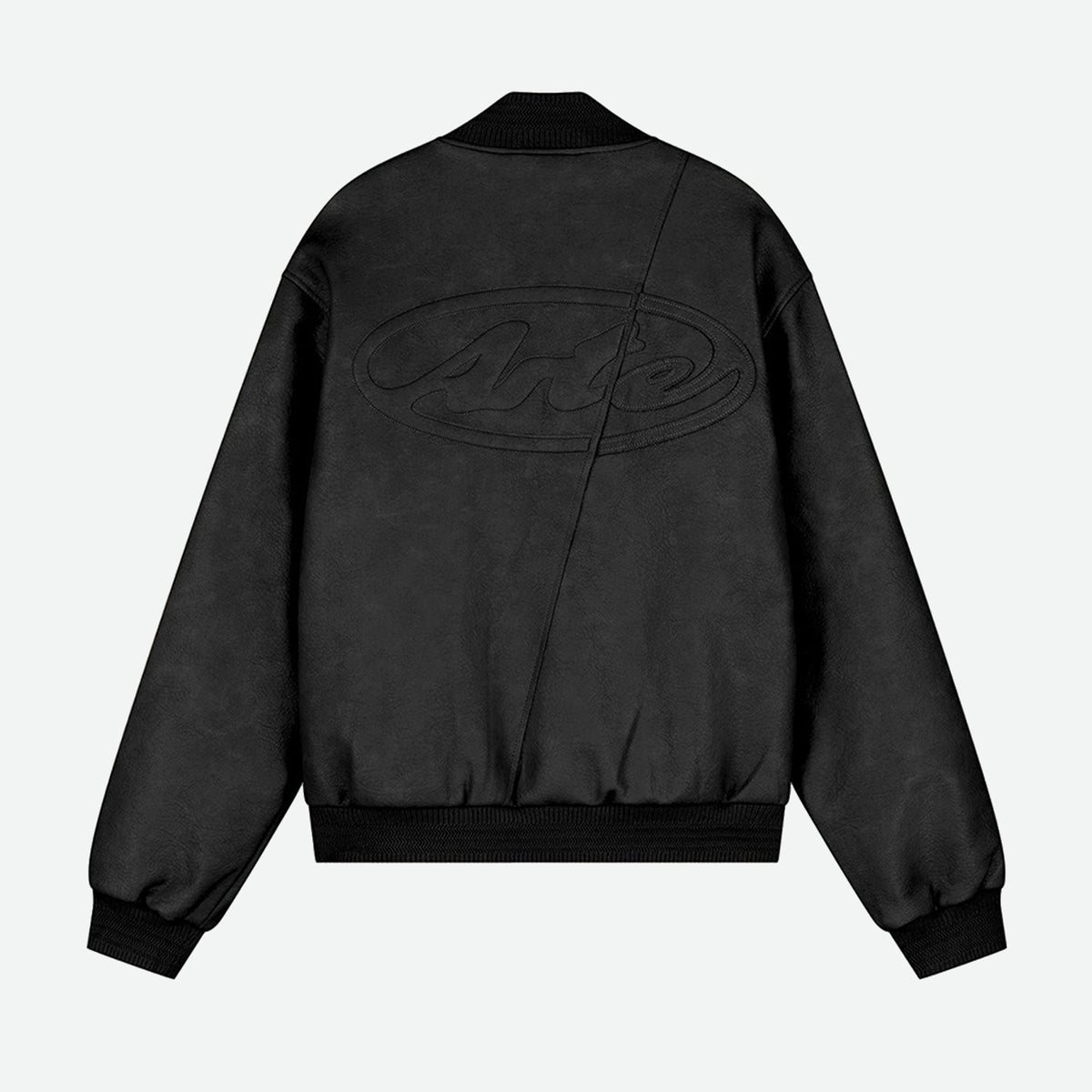 Arte Leather Varsity Jacket - Black - L