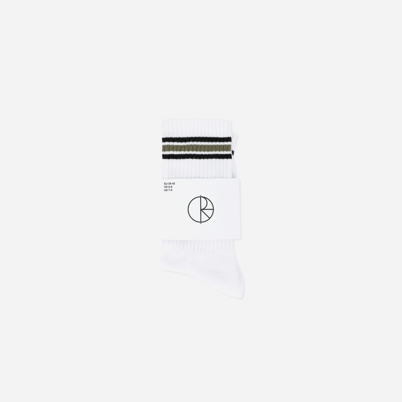 Rib Socks - Stripe (White / Black / Sage)