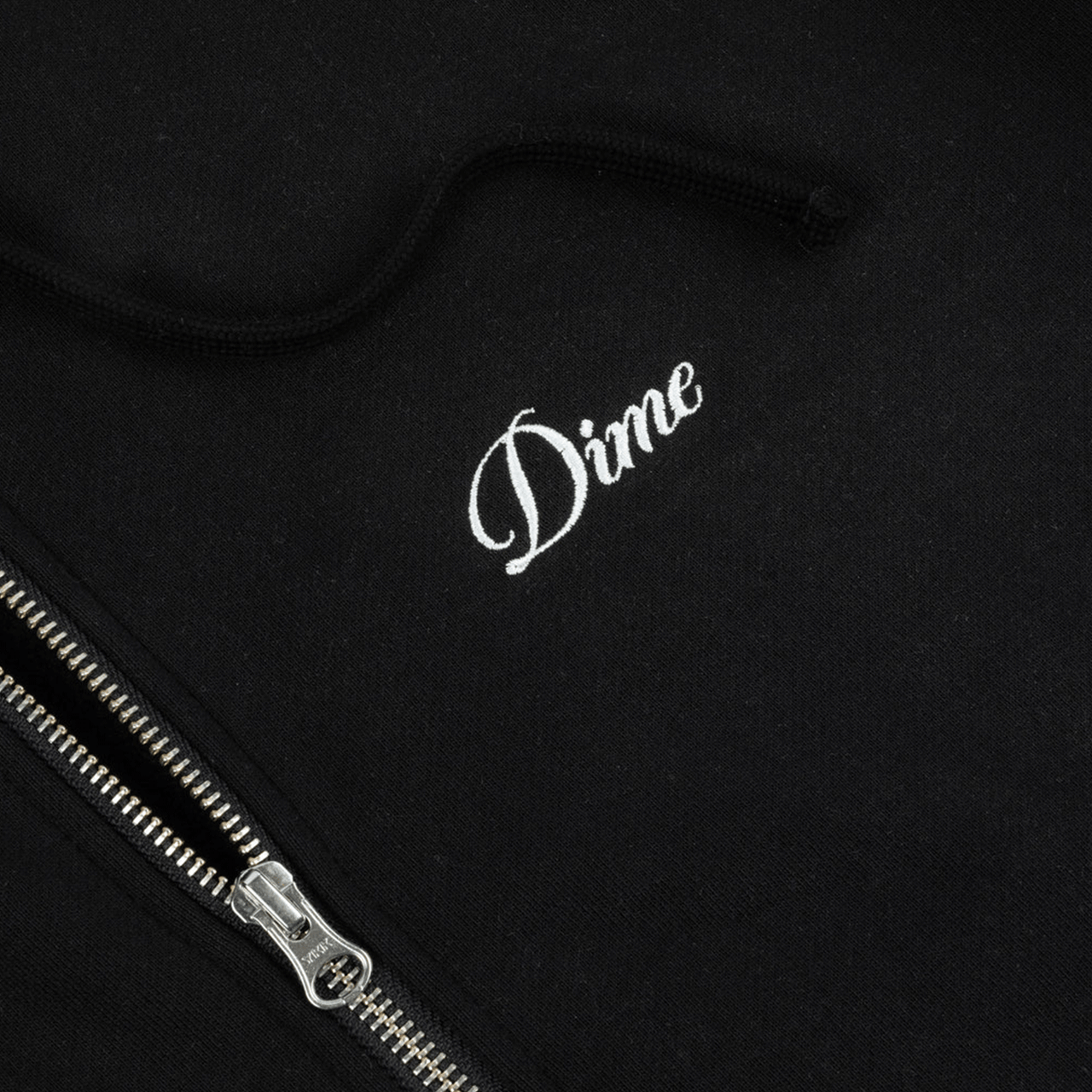 Dime Cursive Zip Hoodie - Black
