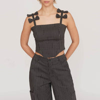 Lazy Pinstripe Corset Top