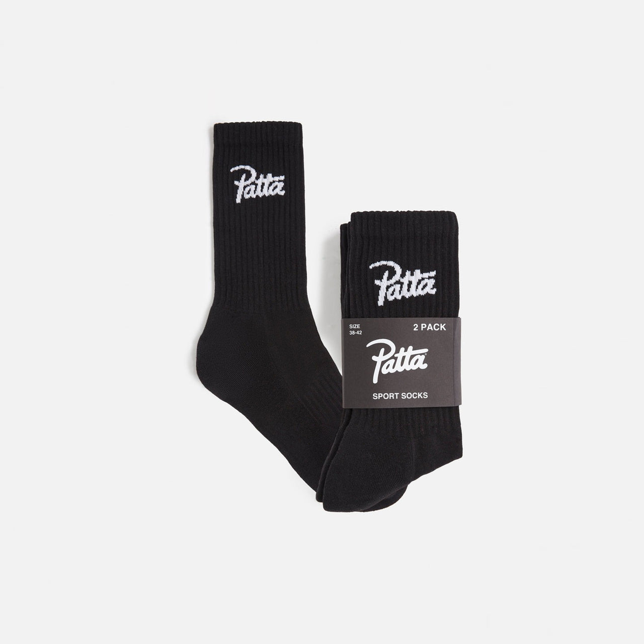 Patta Script Logo Sport Socks (2-Pack) - Black