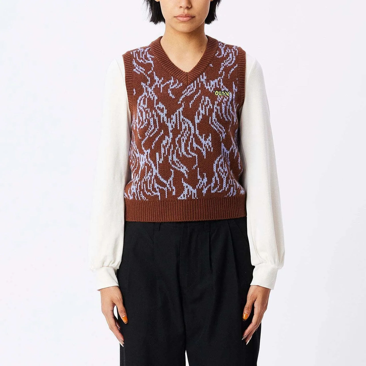 Flame Sweater Vest - Sepia Multi