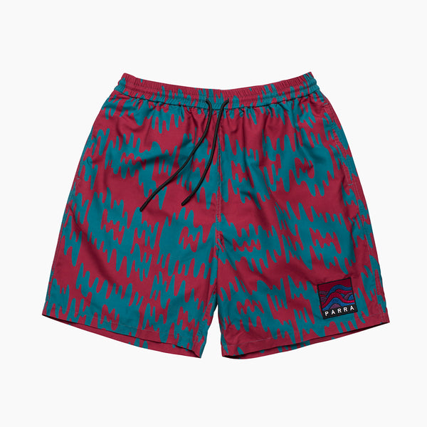 Tremor Pattern Swim Shorts - Deep Red