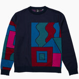 Blocked landscape Knitted Pullover - Navy